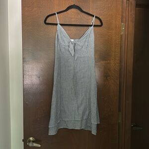 Tie front linen mini dress
